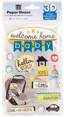 Paper House Productions STDM-0264E 3D Stickers, Welcome Home Baby (3-Pack)