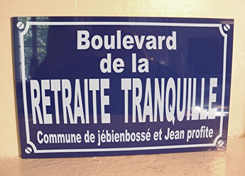 Noir & Mat Sérigraphie Retraite Tranquille Plaque de Rue création départ rétraite retraité idée Cadeau Original