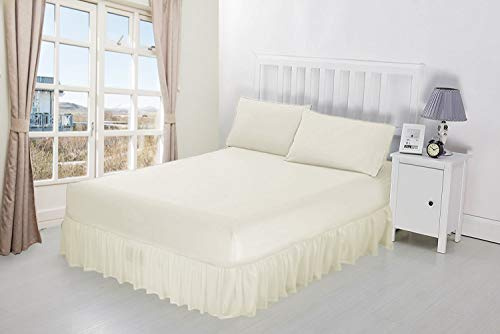 NIYS Luxury Bedding, Spannbetttuch, 100% ägyptische Baumwolle, mit Volant-Rüschen, in 14 Farben erhältlich, baumwolle, cremefarben, Doppelbett