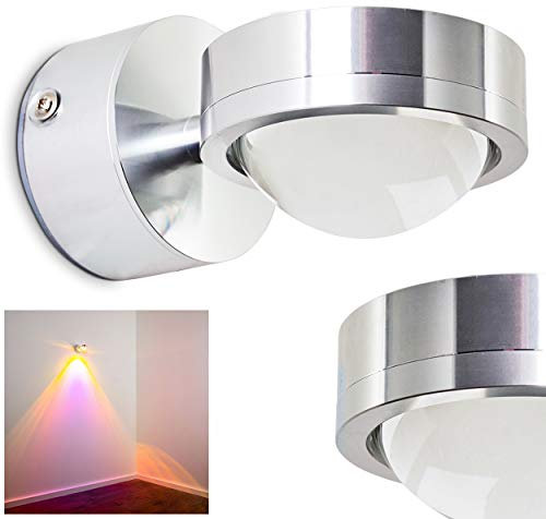 LED Wandlampe Harare, moderne Wandleuchte in Chrom mit magentafarbenen Farbfilter, Wandstrahler mit Lichteffekt, 1-flammig, 1 x 3 Watt, 300 Lumen, Lichtfarbe 3000 Kelvin (warmweiß)