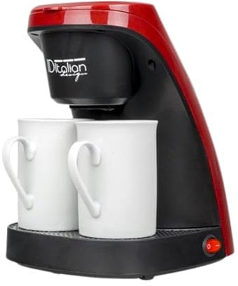 ID Italian Coffee Duo Pro Kaffeemaschine, 450 W-IDECUCOF02, 450 W, 0,24 Liter, Edelstahl, Schwarz, Rot