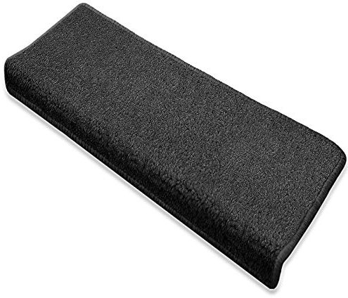Floordirekt Stufenmatte Dynasty Velours | Halbrund oder eckig | Schutz für Treppenstufen | weicher Hochflor | In 3 zusätzlichen Farben (Stufenmatte rechteckig 15 Stück, Anthrazit)
