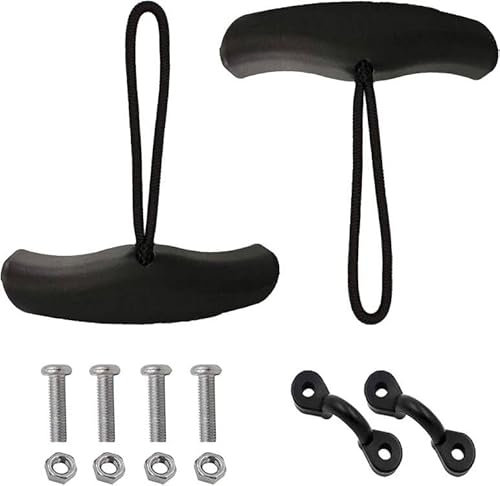 Mangos de kayak (2 unidades) – Diseño de mango en T fuerte | elástico ultra resistente | asa de transporte para kayak con cordón y almohadillas para levantar kayaks pesados dando un buen agarre