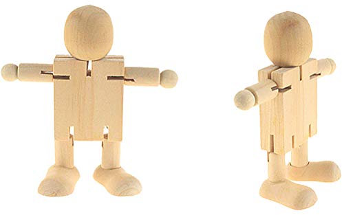 2st Puppen Aus Holz Roboterfigur Spielzeug Robotermodell Holzpflockpuppen Unvollendet Puppenroboter Aus Holz Roboter-ornament Aus Holz Lernspielzeug Leer Hölzern Kunsthandwerk Kind