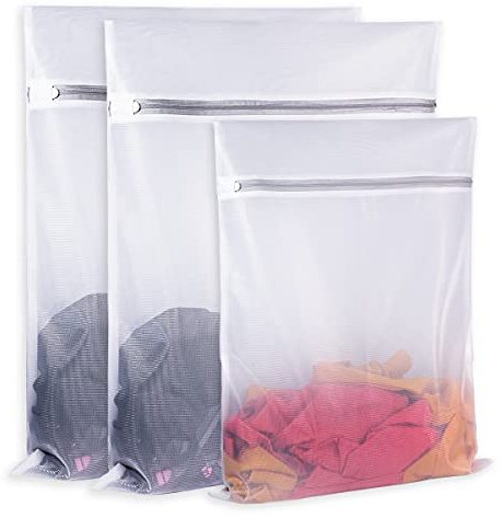 SUERIV Laundry Mesh Bag - Heavy Duty Fine Mesh Washing Machine Bag - Zipper Laundry Bag for Travel, Lingerie, Sweater, Garment, Underwear(1m+2L)