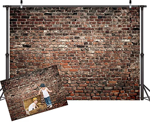 LYWYGG 7x5FT Backsteinmauer Foto Hintergrund - Braune Backsteinmauer für Familienfeier & Party - Baby Prop & Fotostudio Hintergrund - CP-312