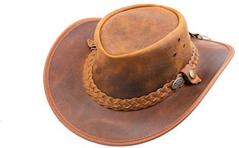 Black Jungle Bulat Lederhut, Westernhut, Australienhut, Cowboyhut (Ocker, XL)