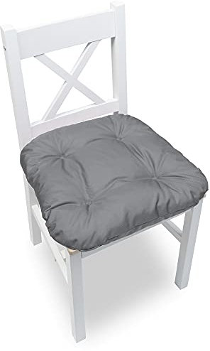 chilly pilley Stuhlkissen wasserdichte mit Bänder Stuhlauflage Stuhlauflage Stuhlpolster Gesteppt Indoor Outdoor viele Farben (Grau, 45 x 45 cm 4er Set)