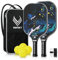Pickleball Paddle Graphit Pickleball Paddel Set von 2 leichten Pickleball Padles für Damen Herren Erwachsene Kind mit Tasche & Pickleballs Komfortabler Griff Polypropylen Honeycomb Core Pickleball