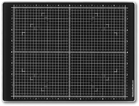 GLASSBOARD STUDIO Glas-Bastelmatte (22,9 x 30,5 cm) – magnetisch, hitze- und kratzfest, schmutzabweisend zum Basteln, Schneiden, Malen, Kunstwerke mit gemischten Medien – Gitter- und Winkellinien