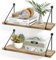 SUMGAR Rustic Floating Shelves Wood Wall Mounted Shelf for Kitchen Bathroom Bedroom Living Room Set of 2 Home Office Display Storage and Organisation Unit Decorative Accessories Easy to Hang