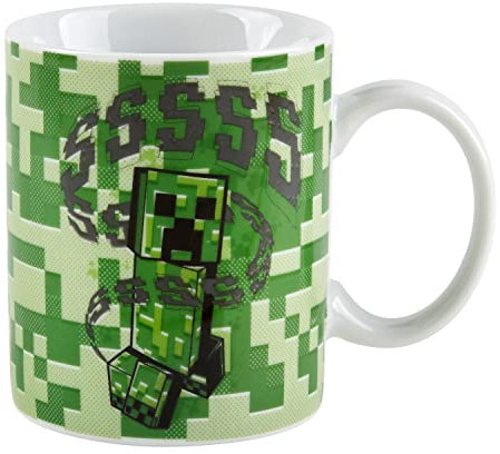 Minecraft Taza de cerámica | Bebidas calientes y frías | Hogar u oficina | 312 ml Creeper SSS