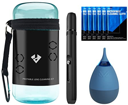 VSGO VS-A8E Kit de nettoyage sans miroir 11 en 1 pour appareils photo reflex numériques Canon, Nikon, Sony, Samsung, Fuji, stylo de nettoyage pour objectif souffleur d'air, chiffon en microfibre et
