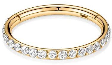hengkaixuan 16G Nase Hoop Ring Creolen Gold Conch Piercing Schmuck Knorpelohrringe Septum Clicker Ring Daith Ohrringe Chirurgenstahl Rook Tragus Helix Kleine Creolen 7mm CZ