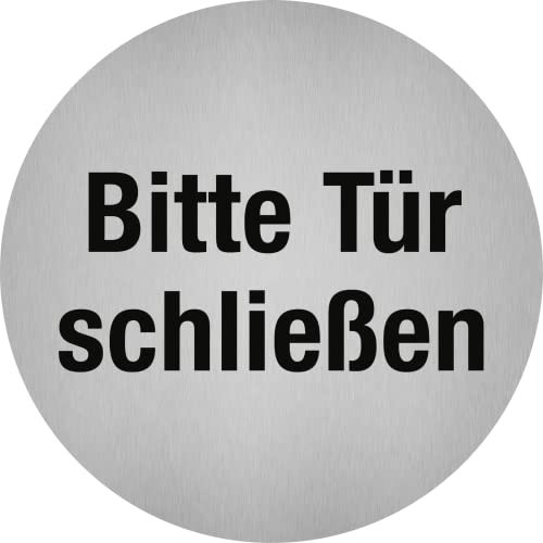 Aufkleber - Piktogramm Bitte Tür schließen, Edelstahl, selbstklebend, Ø 50 mm