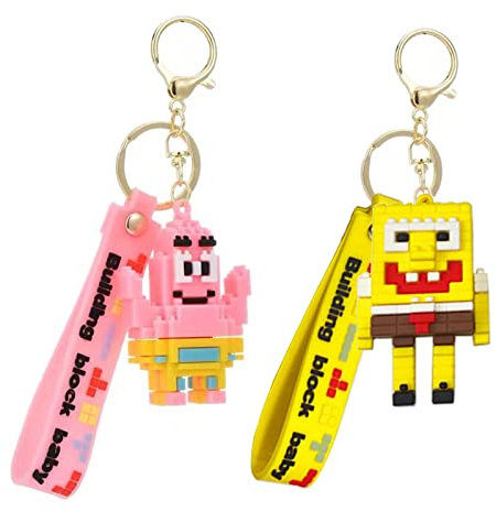 wopin 2 pcs Key chain key ring school bag decorations doll car key ring keychain creative small jewellery cartoon gift