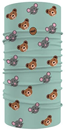 H.A.D.© Multifunktionstuch für Kinder, Polyester, Größe S (Maus Bär, blau)