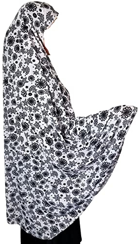 Yaqeen XL Khimar Langer Hijab für Muslime, einteilig, dehnbares Kopftuch, Lycra-Material, Chadors, Arabien, islamisches Gebetskleid, muslimische Schals, Körperabdeckung, Weiß3, XL