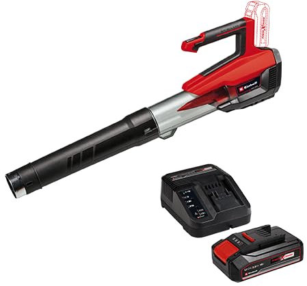 Einhell Soplador de Hojas con batería GP-LB 18/200 Li E-Solo Power X-Change (Iones de Li, 18V, Motor sin escobillas, regulación de Velocidad, tecn. de Ventilador axial, con batería 2.5 Ah y Cargador)