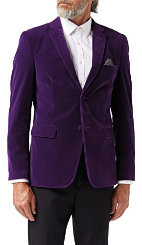Gary – Men’s Velvet Blazer Classic Smart Casual Tailored Fit Wedding Suit Jacket