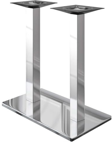 GGMMÖBEL Madrid | Doppel Tischgestell für Stehtisch, Bartisch | Tischbeine | Edelstahl | Tischfüße | Bodenplatte: 40 x 70 cm | Säule: 6 cm | Gesamthöhe: 105 cm