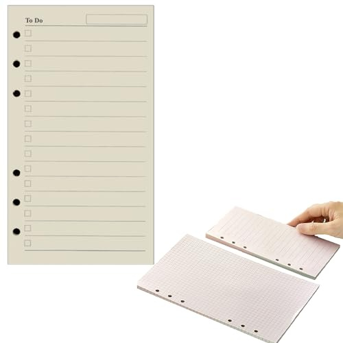 A6 Nachfüllpapier, 160 Seiten/80 Blatt Nachfüllblock, Einfügen liniert liniertes Papier, 6 Loch Lose Blatt gelocht Papier Nachfüllung für Tagebuch, Notizbuch (TODO, 80 Blatt)