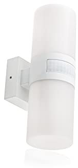 HUBER LED Wandlampe mit Bewegungsmelder 140° 20W, 2200lm I IP65 geschützte LED Außenleuchte mit Bewegungssensor I Wandleuchte innen, Tube, weiß