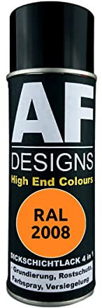 Alex Flittner Designs Vernice anticorrosiva 4 in 1 RAL 2008 arancione rosso chiaro metallo vernice protettiva spray vernice antiruggine bomboletta spray