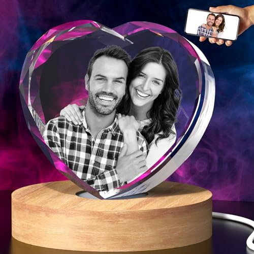 BCSTYPE Foto de cristal 3D, regalos personalizados para mujeres, ella, mamá, papá, hombres, imagen personalizada de vidrio grabado con láser, Navidad, San Valentín, Día de la Madre, regalos