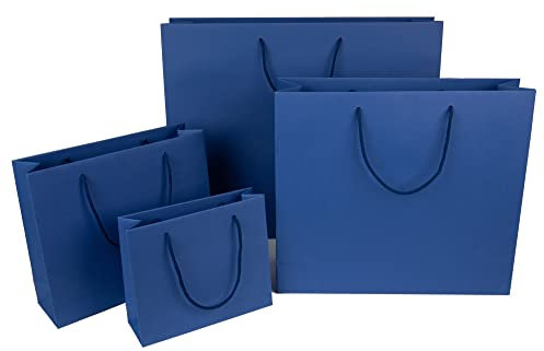 10 x PresentFill® Papiertragetaschen Geschenktaschen Saphir Blau 42 x 13 x 37 cm mit Kordel aus umweltfreundlichen 100% Recycling Kraftpapier - Made in Germany