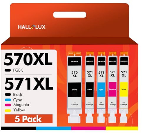 PGI-570 CLI-571 XL 570XL 571XL Druckerpatronen Kompatible für Canon 571 570 Multipack XL für Canon TS5050 Druckerpatronen MG5750 TS5055 MG6852 MG5753 (PGBK Schwarz Cyan Gelb Magenta, 5er-Pack)