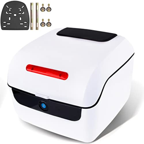 Motorrad Kofferraum Heckbox Helm GepäCkaufbewahrung Top Case Wasserdicht Schlagfest AbschließBare Universelle Harte Motorrad Top Box mit SchlüSseln und Platte ,D,9*13*13inch