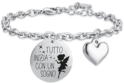 Luca Barra Bracciale da Donna Acciaio Tutto Inizia con Un Sogno con Smalto Nero. La referenza è BK2377.