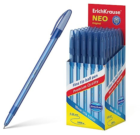 Kugelschreiber 0,26mm 50er Pack Blau - einfaches und weiches Schreiben - schlanke Form - Kullis & Schreibtischzubehör - Neo Original