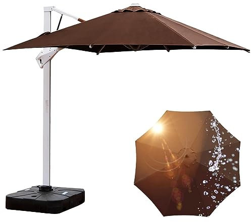 Janeepoch Sonnenschirm Überdachung Ersatz Baldachin Abdeckung für Ø 270cm 300cm rund Gartenschirm Marktschirm für Windsicherung Ampelschirme Ersatz Stoff(Farbe:Coffee,Größe:3.0m 8 Ribs)