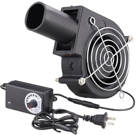 Wathai BBQ Air Mover Blower Fan 12V 97mm x 33mm,Variable Speed Centrifugal Fan with 110V - 240V AC Plug for Camping Quick Charcoal Starter,Outdoor Cooking,Fireplace,Bellows,Wood Stove or Drying Boots