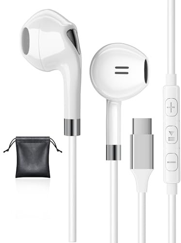 USB C Kopfhörer mit Mikrofon,In-Ear Kopfhörer für Samsung Galaxy S23 Ultra S22 S24 A35 A56 A54 A16 USB C Headset mit Kabel USB Typ C Kopfhörer für iPhone 15 16 Pro Max Pixel 8 7a Pro Huawei