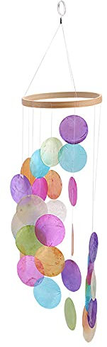 SYSUII Windspiel Capiz-Muscheln-Perlmutt-Muscheln Windspiele für den Außenbereich 54 * 13cm Fensterschmuck Muschelmobile Hängen Ornament Wandbehang hänge Deko für Fenster oder deko Wohnzimmer Garten