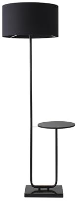 MiniSun | Large Matt Black Curved Stem Marble Floor Lamp with Black Shade | Table Lamps, Home Décor & Improvement Essential