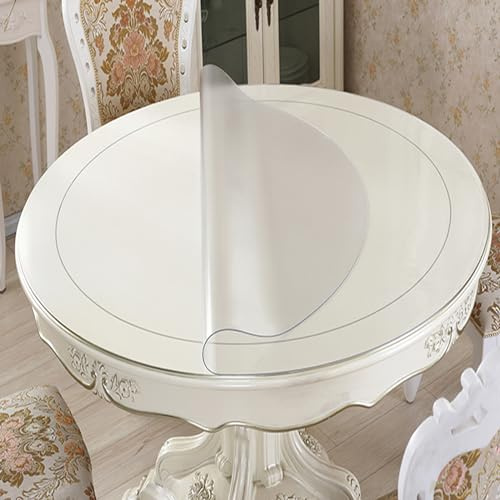 Tischschutz Mattiert Transparent Rund 130cm - Plastik Tischdecke Nach Maß 3mm - Abwaschbar Anti-Oil Stain Verschleißfest Tischschoner für Garten/Camping, Matt 3mm