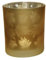 CHICCIE Teelichthalter Glas Blätter Matt Gold 8x7cm Windlicht Herbstdekoration