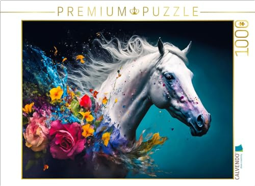 CALVENDO Puzzle Blumenpferd 10 | 1000 Teile Lege-Größe 64 x 48 cm Foto-Puzzle für glückliche Stunden