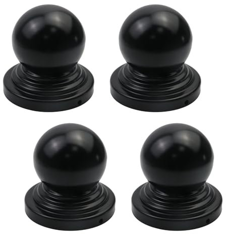 HEVSTIL Lot de 4 capuchons de poteau de clôture de 9 x 9 cm - Capuchons de poteau à boule pour poteaux métalliques en acier galvanisé argenté - Capuchons de poteau de terrasse durables et résistants