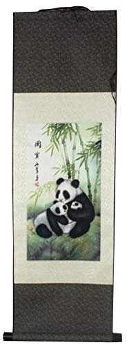 JOEBO Decoración for Colgar en la Pared, pergamino de Imagen de Estilo Chino, Cuadro de Pintura, Pinturas Chinas de Seda, pergamino de Pared, Obra de Arte Colgante - Panda/5602