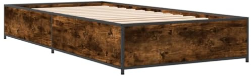 vidaXL Bettgestell Räuchereiche 100x200 cm Holzwerkstoff und Metall