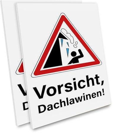 PRIMUS-PRINT – Vorsicht Dachlawinen Schild – 2er Set – Warnschild für herabfallenden Schnee und Eis – Hochwertiger Aluminium Verbund oder Hartschaum – 20x30 cm – Witterungsbeständig und UV-geschützt