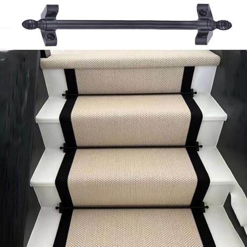 Teppichstangen Stabile Treppenstangen aus Messing, um Das Verrutschen von Teppichen zu Verhindern, 24/ 28/ 32/ 36/ 40 Lange Schwarze Treppenteppich-Clips, Minimalistische Treppenhaus(L61cm(24))