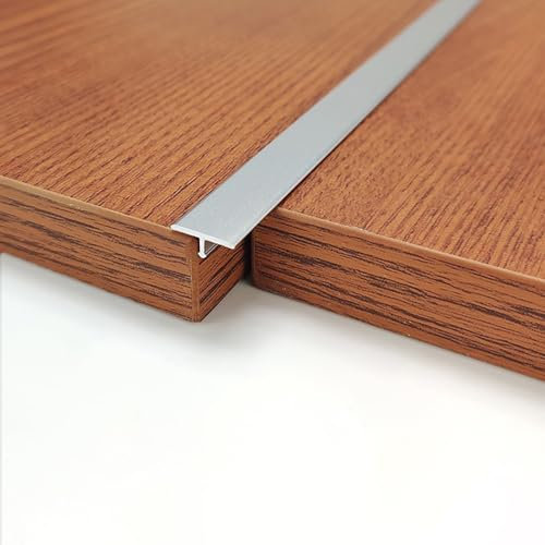 Raouoae 3 Stück*90cm Türleiste Verbindungs Abdeckleiste T Profil Übergangsschiene Boden Winkelprofil Anpassungsprofil Übergangsleiste Flach Für Holzböden(Silber,Breite 15 mm)