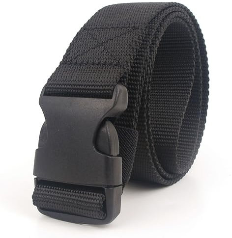 Nylongürtel für Damen und Herren, taktischer Canvas-Gürtel mit Kunststoffschnalle, verstellbarer Hüftgurt für Outdoor-Training und Sport, Flughafensicherheit, 110 cm, Schwarz , 110 cm