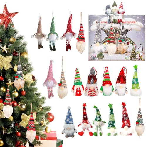 Weihnachtszwerg-Dekorationen – Countdown-Kalender, 24 Kalender Gnom | Festliche Delight Adventskalender Gnom Puppen Gnom, 24 Tage Weihnachts-Adventskalender für den Urlaub d